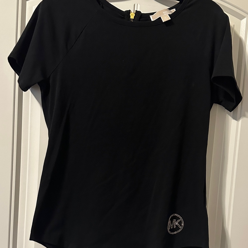 MICHAEL Michael Kors Black Short Sleeve Tee with Logo Detail
